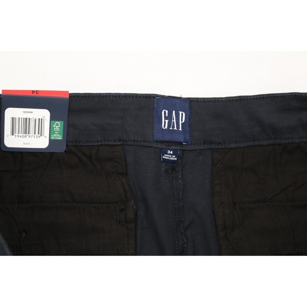 GAP Men's Black Chino Shorts Flat Front Stretch Twill Golf Casual Classic Sz 34 - Picture 5 of 13